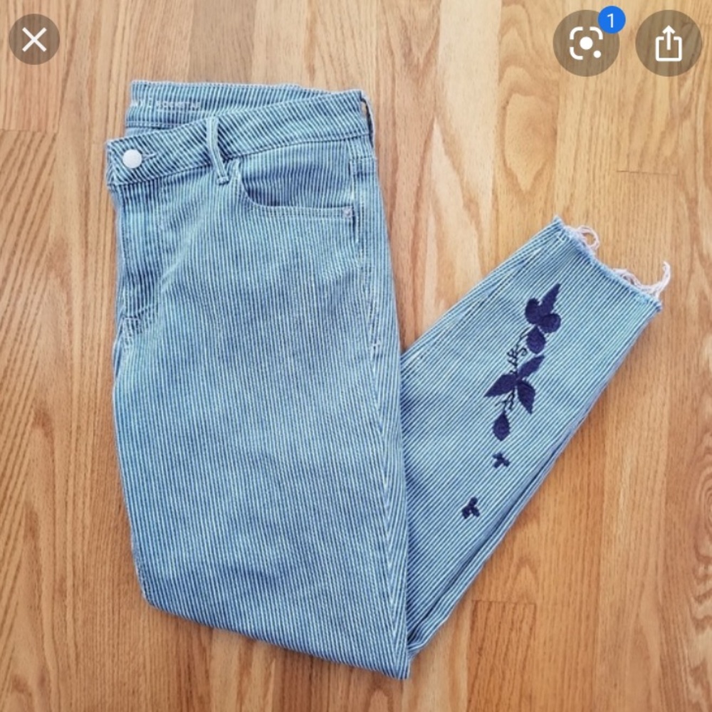 Old Navy Rockstar Pinstripe Jeans with Embroidery